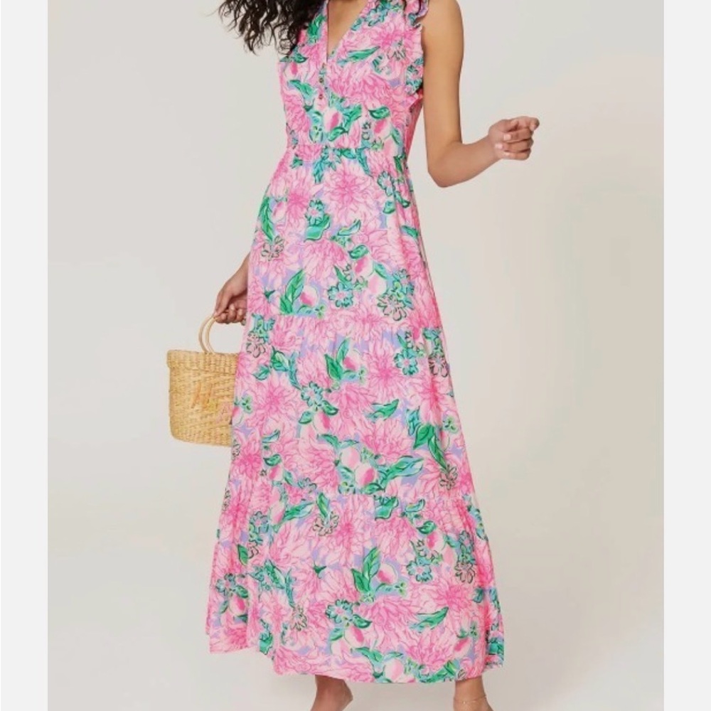 Lilly Pulitzer Destini Floral Pink Maxi Dress